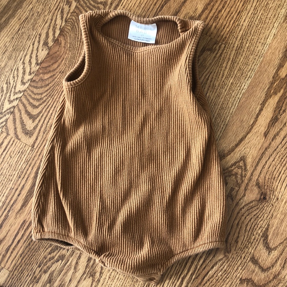 Brown ribbed bubble romper - Mebie baby
